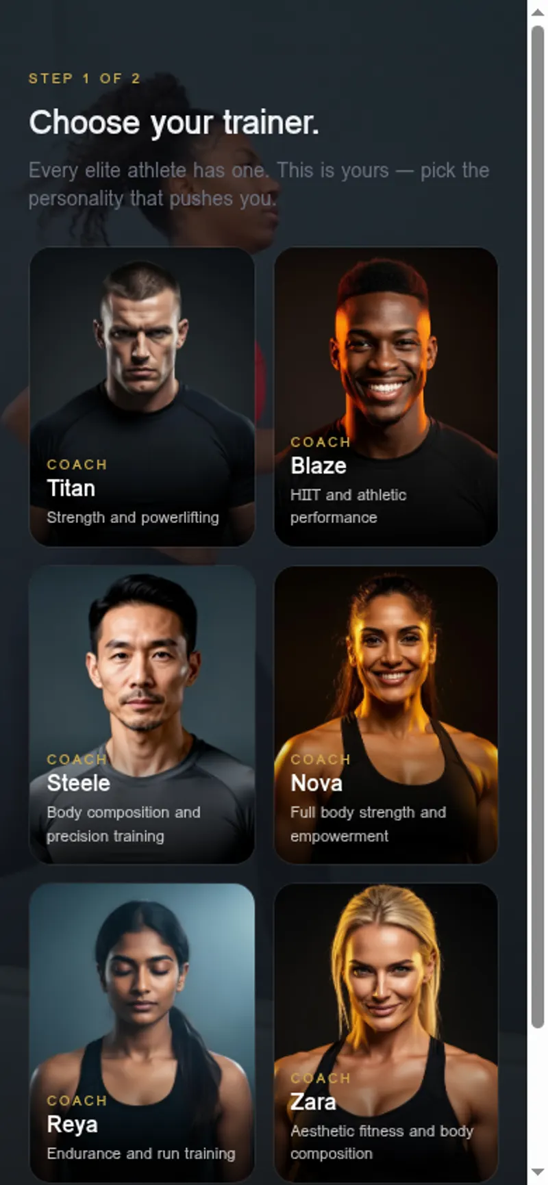 FitnessExecute — Choose your trainer