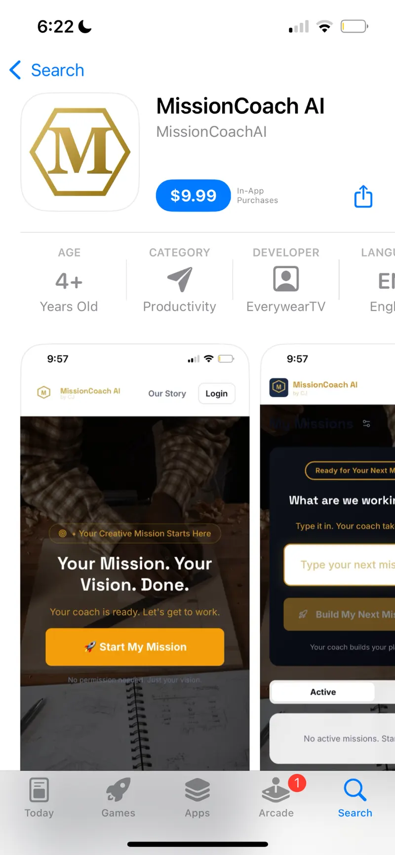 MissionCoach AI — Live on the App Store